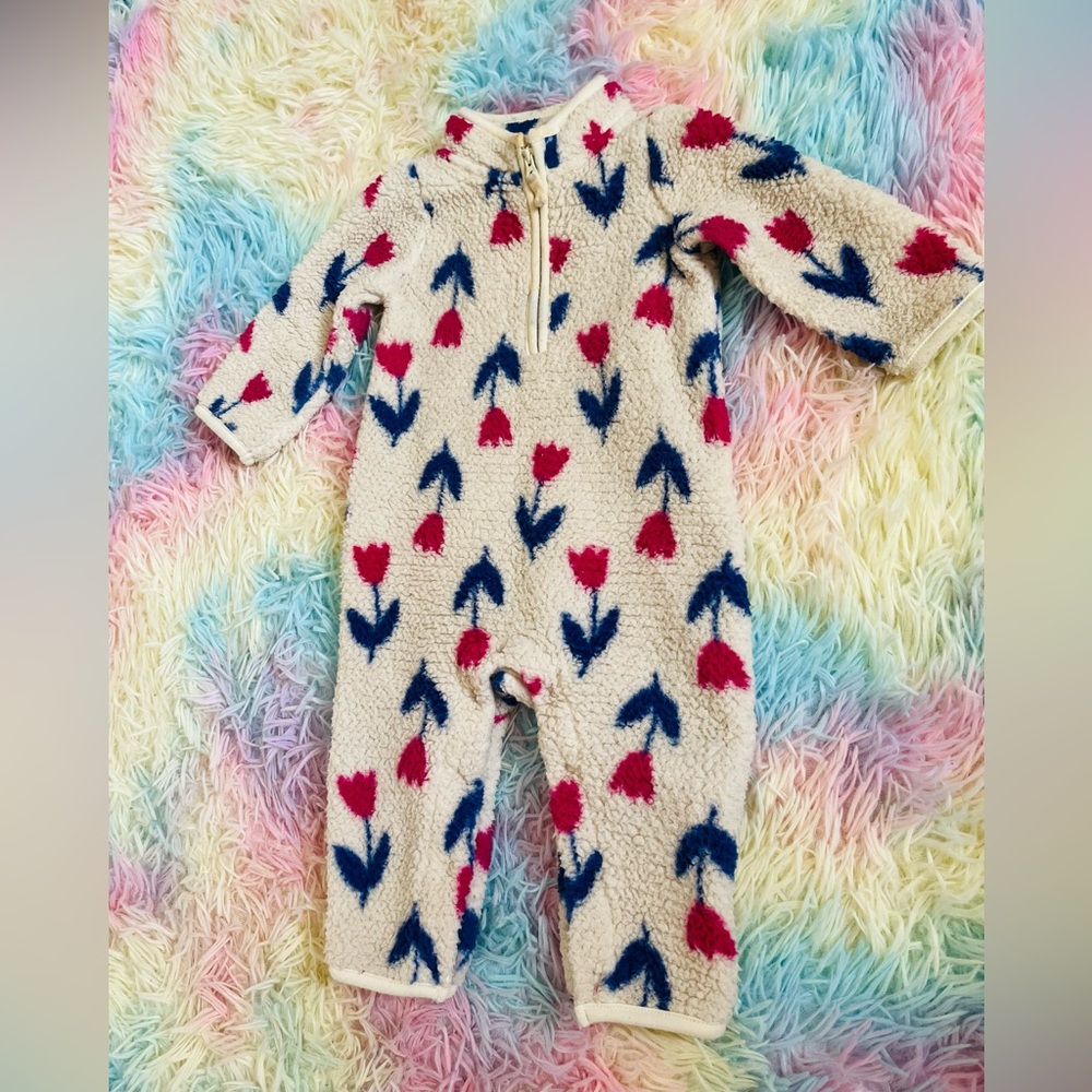 Carter's Cozy Knit Sweater Sherpa bodysuit with Pink and Blue Patterns 9 months